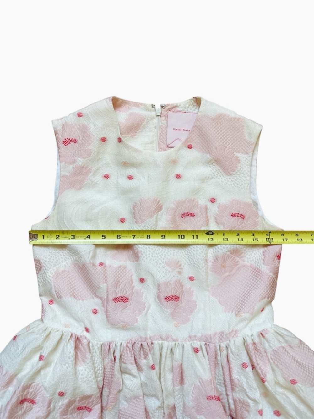 Simone Rocha H&M White and Pink Floral Jacquard Party Dress - Picture 8 of 11